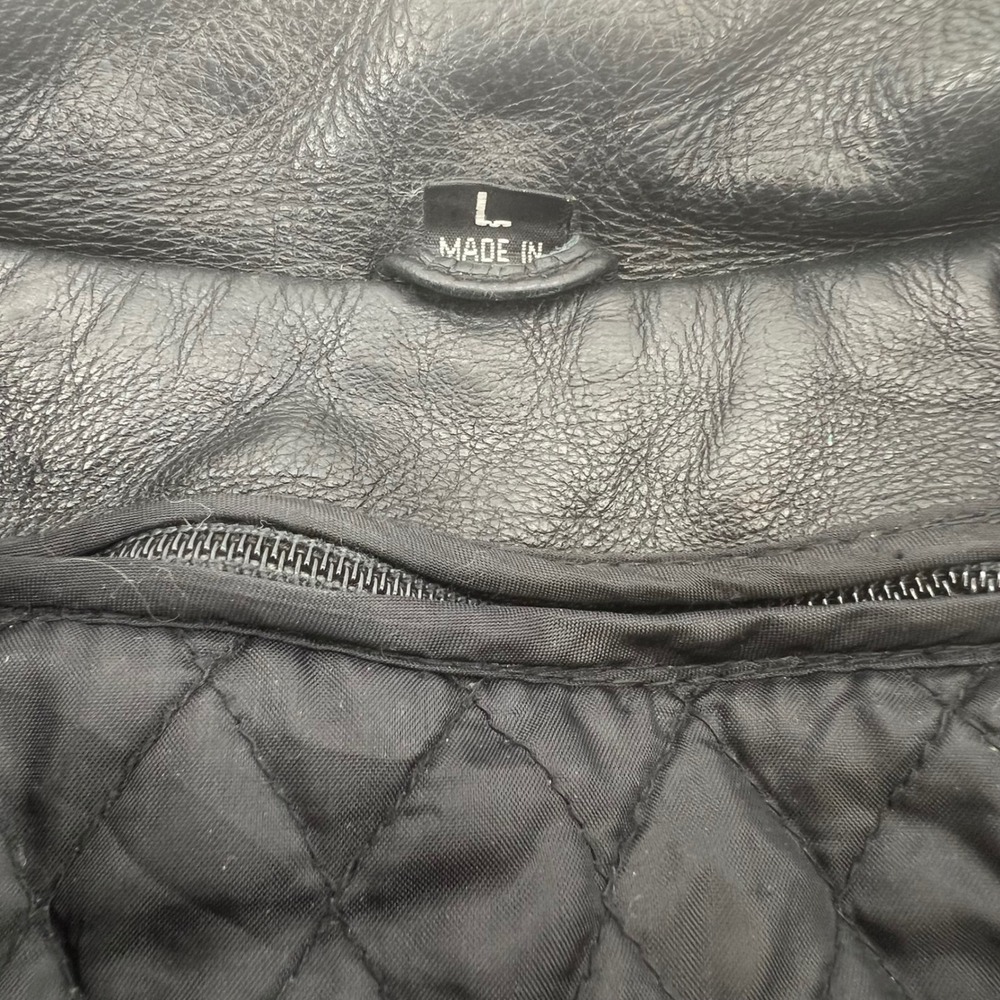 Oakwood Classic Mens Black Leather Bomber Jacket Thinsulate L Large Full Zip - Picture 3 of 9